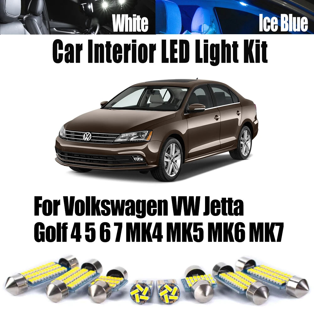 LED Interior Light Kit for Volkswagen VW Jetta Golf 4 5 6 7 MK4 MK5 MK6 MK7 Car LED Interior Light Kit Map Dome Glove...