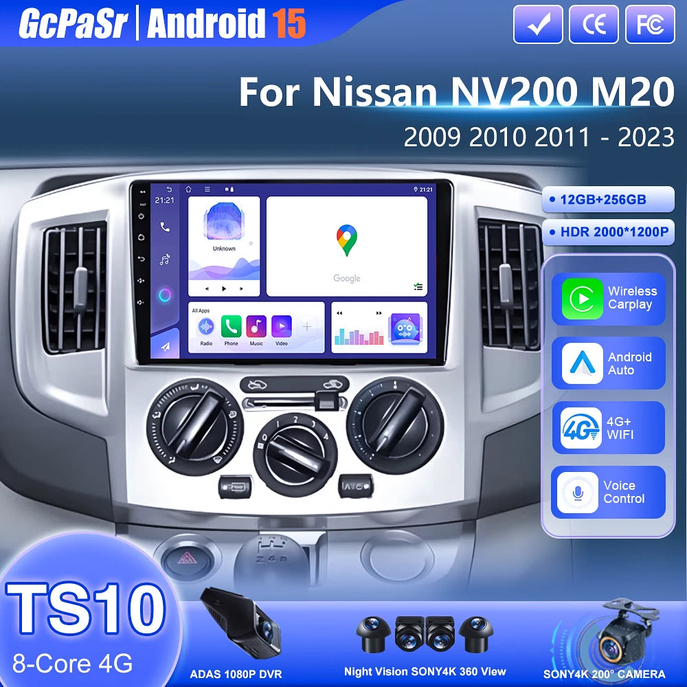 Car Radio For Nissan NV200 M20 2009 - 2023 Android Auto Multimedia Player GPS Navigation S