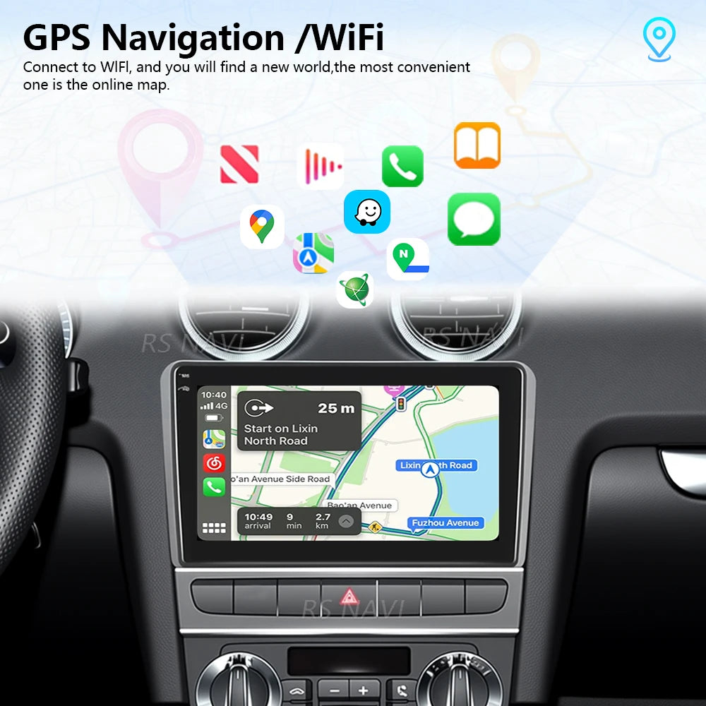 Plug and Play Android 16 Carplay Auto GPS Navigation Radio Multimedia Player For Audi A3 8