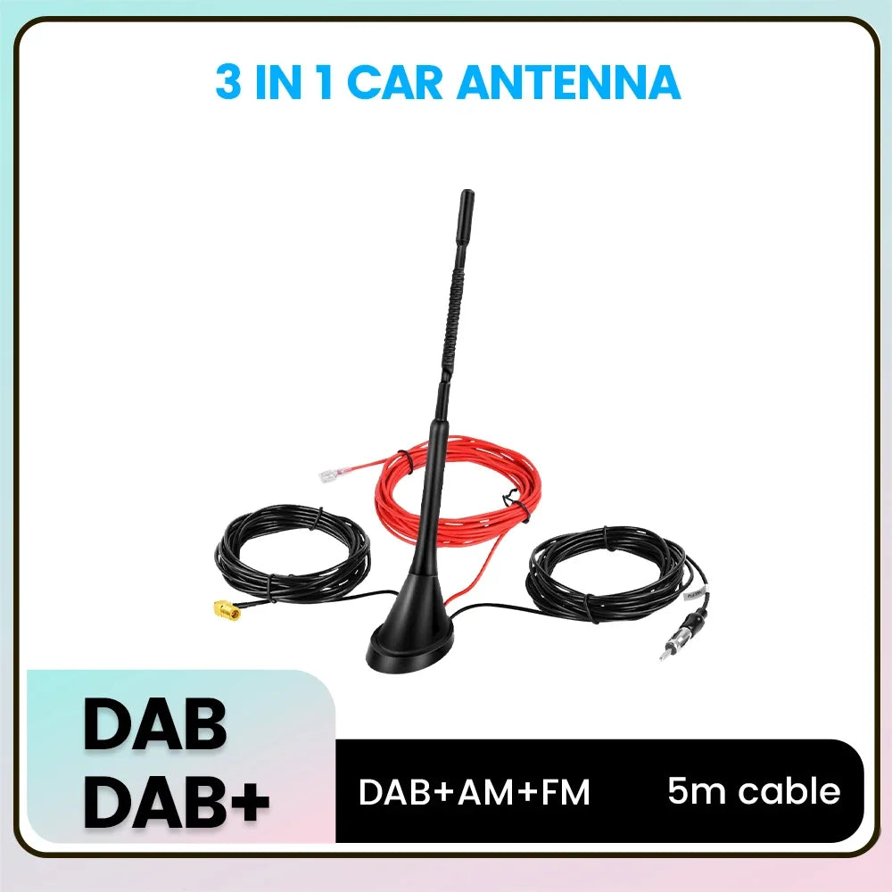 DAB Auto Radio Aerial Amplified Roof Mount Rod Antenna AM/FM Din SMA Male Connector 5m Cab | AUTOKITSHOP