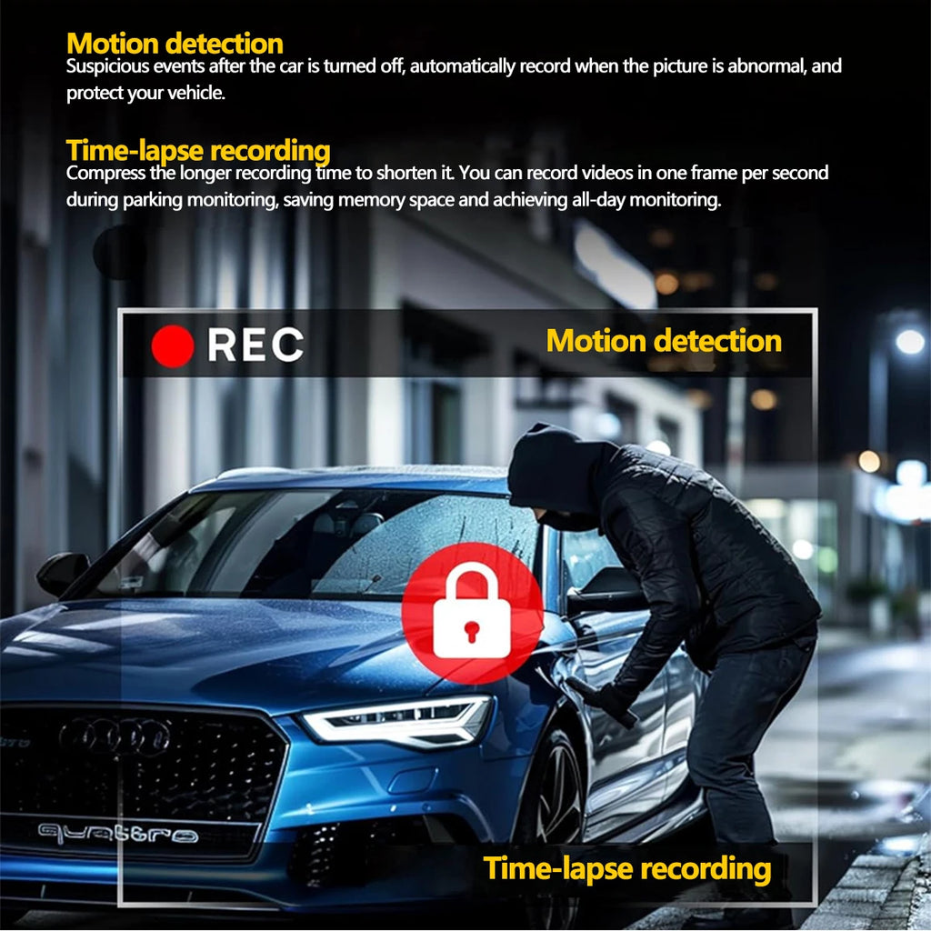 4Lens 360° Dash cam Voice 1080P Video Recorder Car DVR Recording camera Front left right Rear View Auto 4ch dashcam 24H Parking