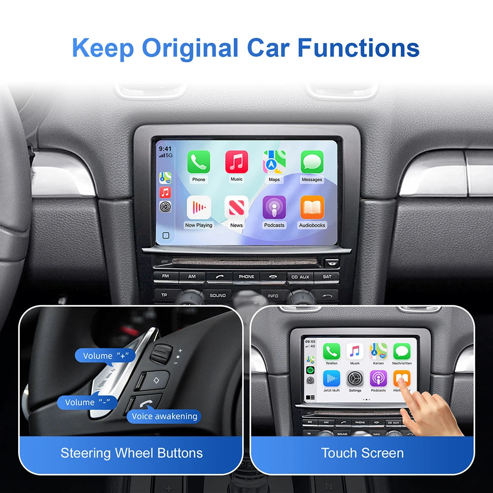 Wireless CarPlay Android Auto Retrofit Kit Decoder Box for Porsche Cayanne Cayman Boxster