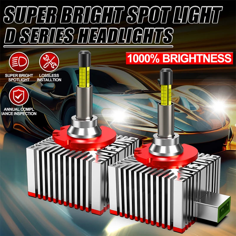 4200000LM D1S D3S LED CANBUS Headlight Bulb Xenon D8S D8R D1R D3R Turbo 4000W 3D 360 CSP C