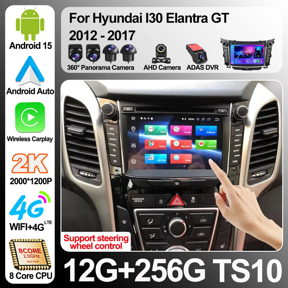 Android 16 Car Radio For Hyundai I30 Elantra Gt 2012-2017 Multimedia Video Player Gps navi | AUTOKITSHOP