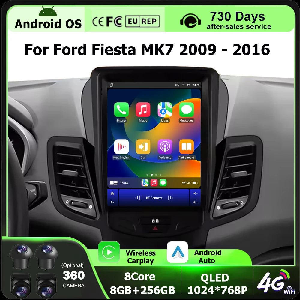 9.7 Inch For Ford Fiesta MK7 2009 - 2016 Android 16 Auto Car Radio Multimedia Video Player