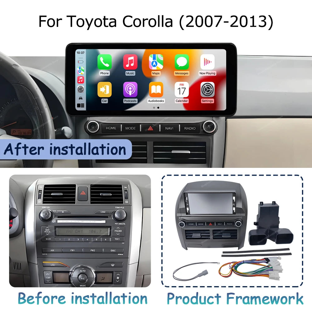Car Accessories Display Screen for Toyota Corolla 2007-2013 Multimedia Radio Player GPS Na