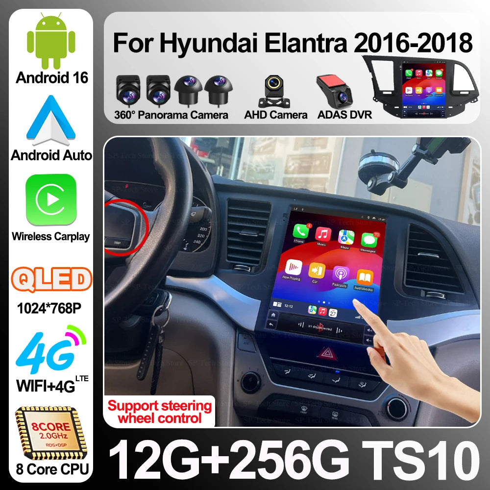 Android 16 For Hyundai Elantra 2016-2018 Car Radio 9.7 Inch Multimedia Video Player Gps Na | AUTOKITSHOP