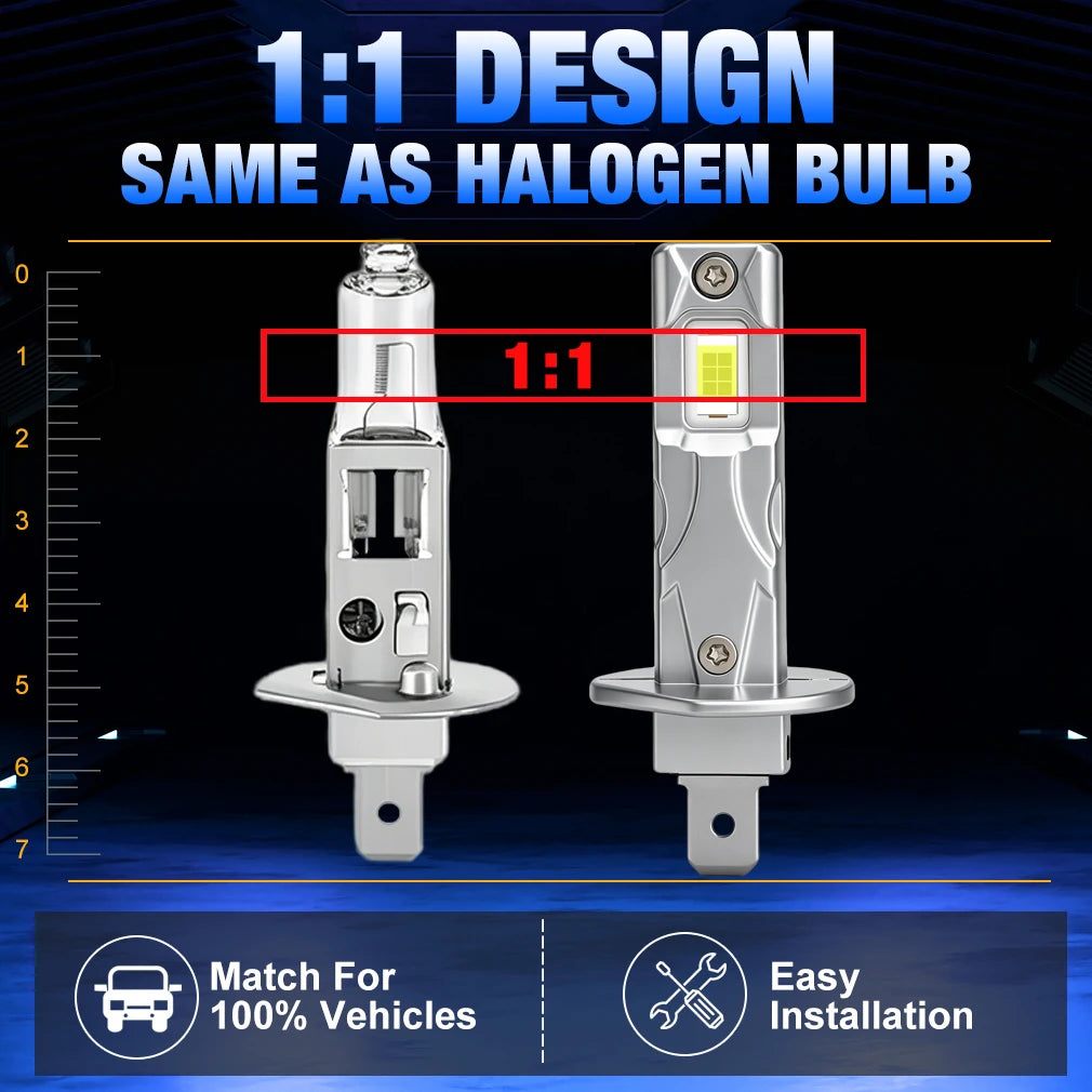 S&D H1 H3 LED Headlight Bulbs Canbus High Power LED Auto Light 30000LM 100W Mini Size Focu