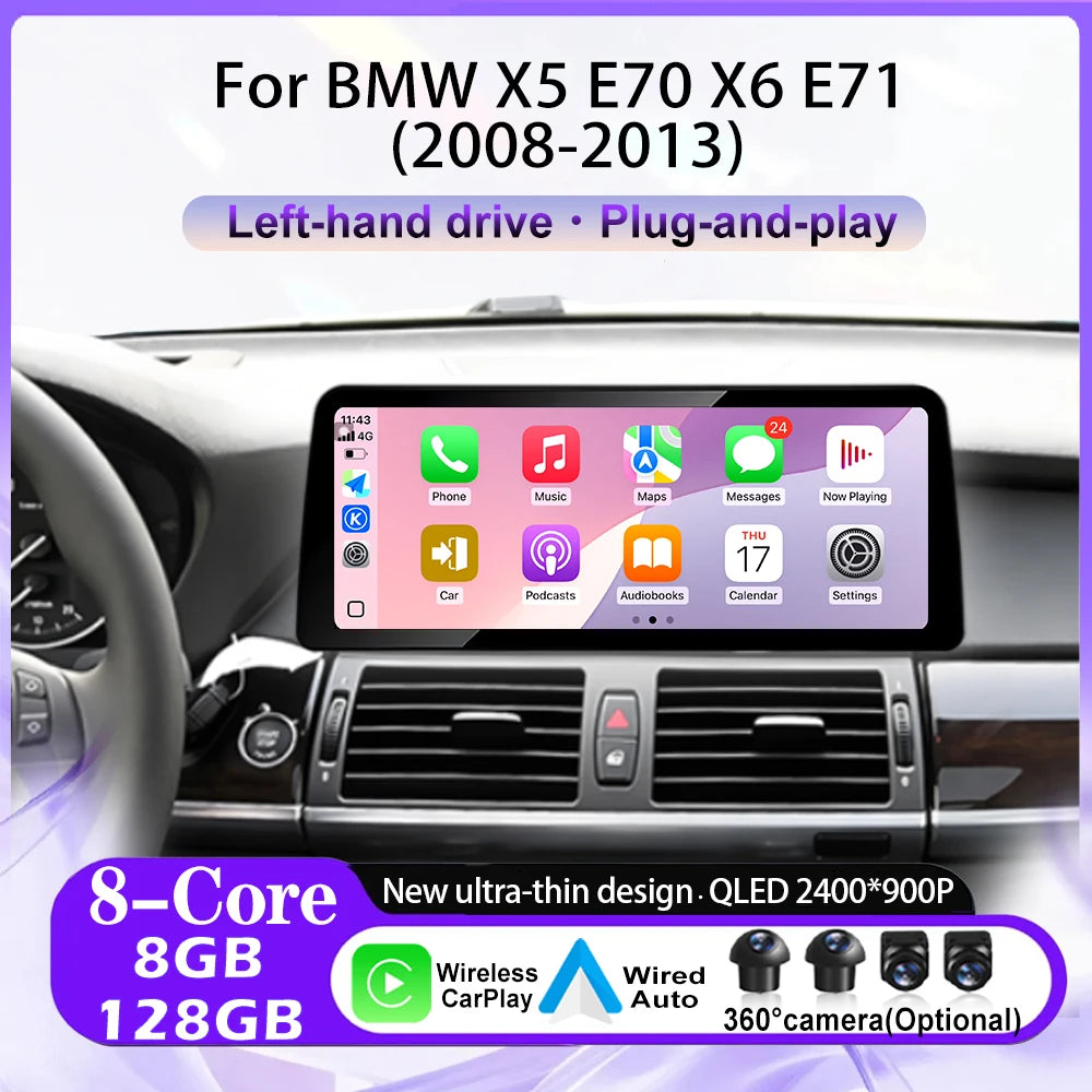 Wifi Car Radio GPS Navigation Android 16 Multimedia Player 4G LHD For BMW X5 E70 X6 E71 20