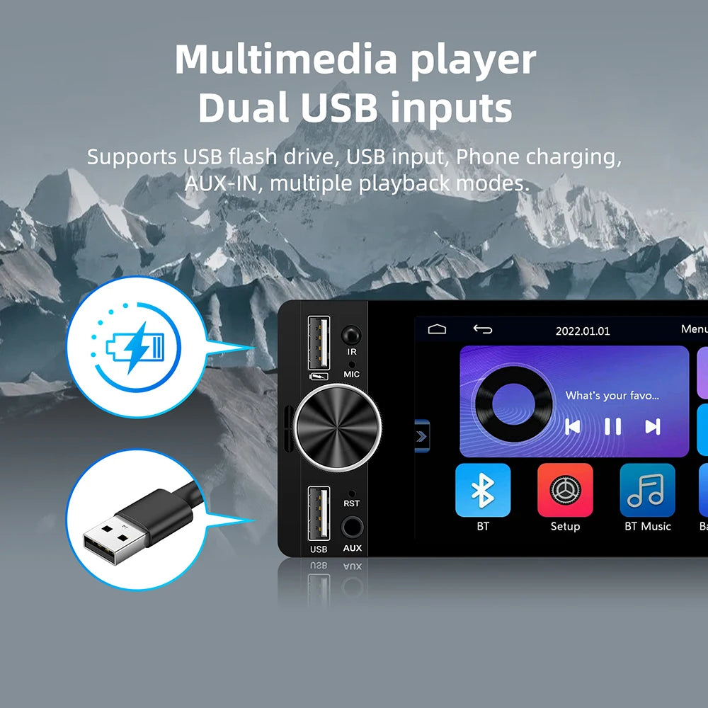 1DIN Universal MP5 6.36-Inch Car Radio Support Wireless Carplay Android AUTO AUX USB SWC B | AUTOKITSHOP