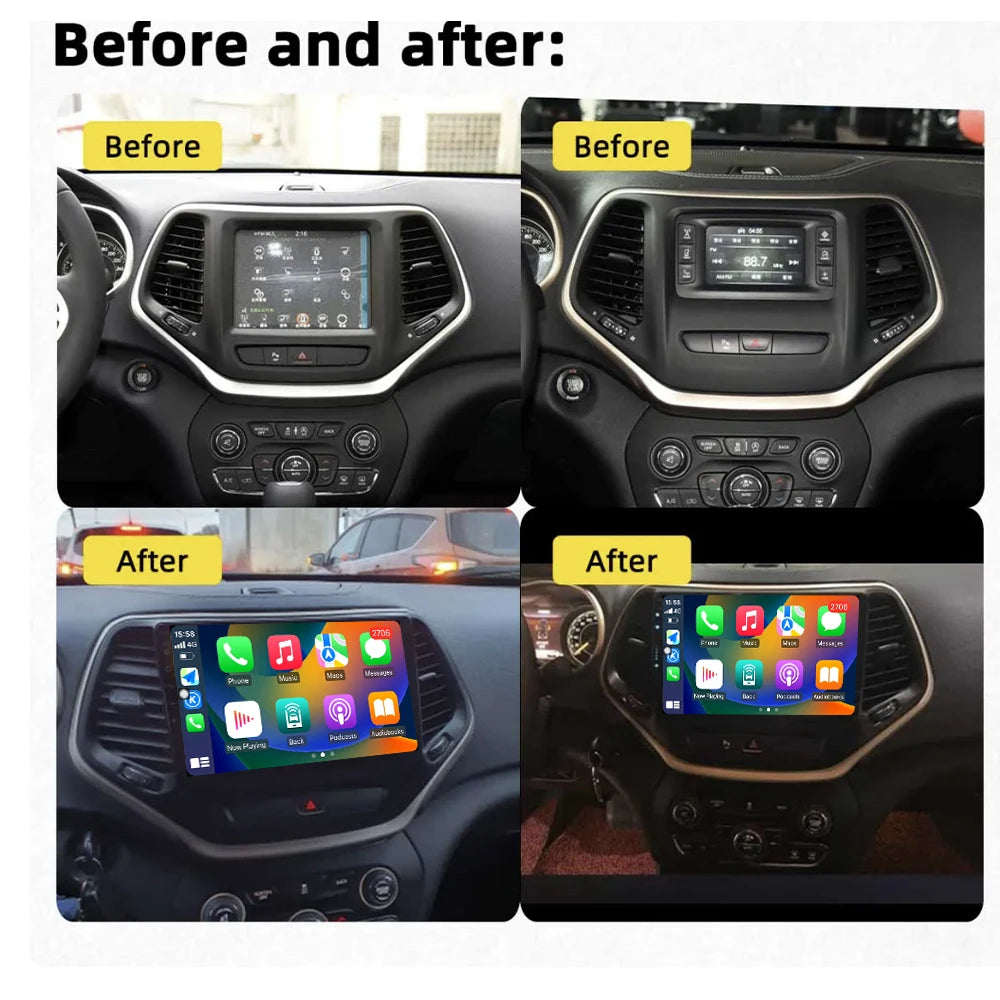 Android 16 Carplay Car Radio For Jeep Cherokee 5 KL 2014-2018 Multimedia Video Player GPS