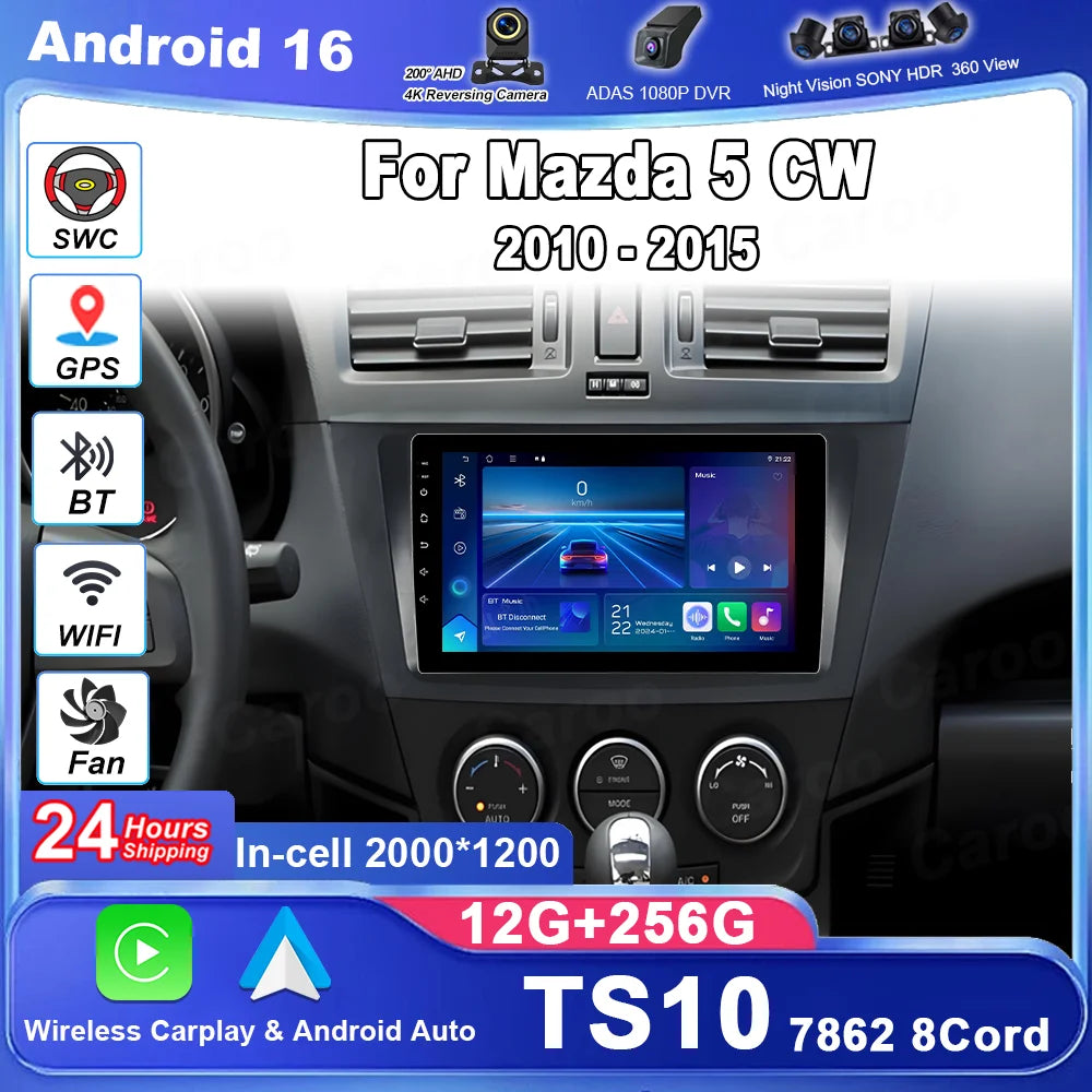 Android Carplay Stereo For Mazda 5 CW 2010 2011 2012 2013 2014 2015 Auto Multimedia Car Ra