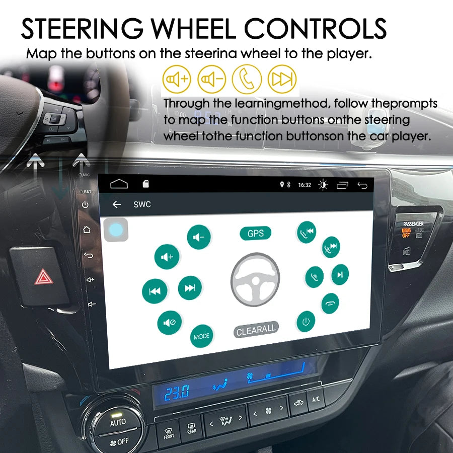 8+128GB Android 13 AI Voice Control Navigation Wireless CarPlay Car Radio for Toyota Corol