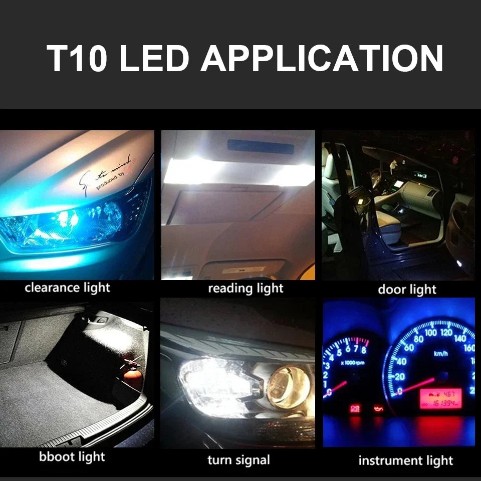 T10 LED W5W Canbus Glass COB 6000k Reading Dome Lamp Marker Wedge License Plate Light Bulb