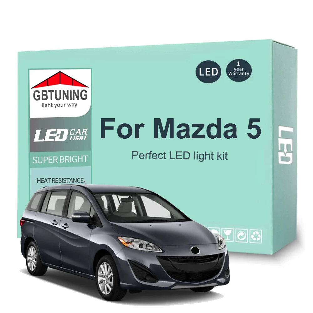 10-Piece LED Interior Light Kit for Mazda 5 2006-2009 - Canbus Dome Map Door Trunk Bulbs | AUTOKITSHOP