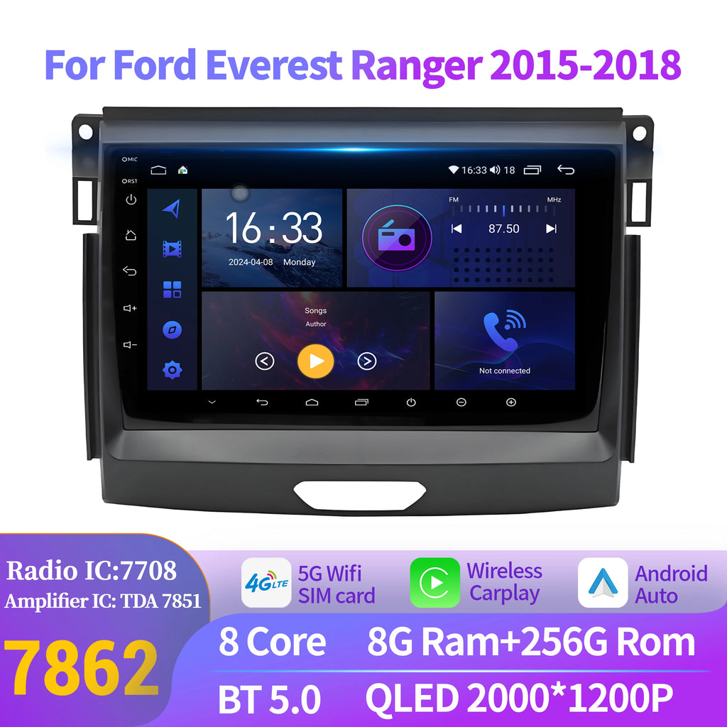 For Ford Everest Ranger 2015-2018 Android 14 Car Radio Multimedia Navigation Bluetooth Ste