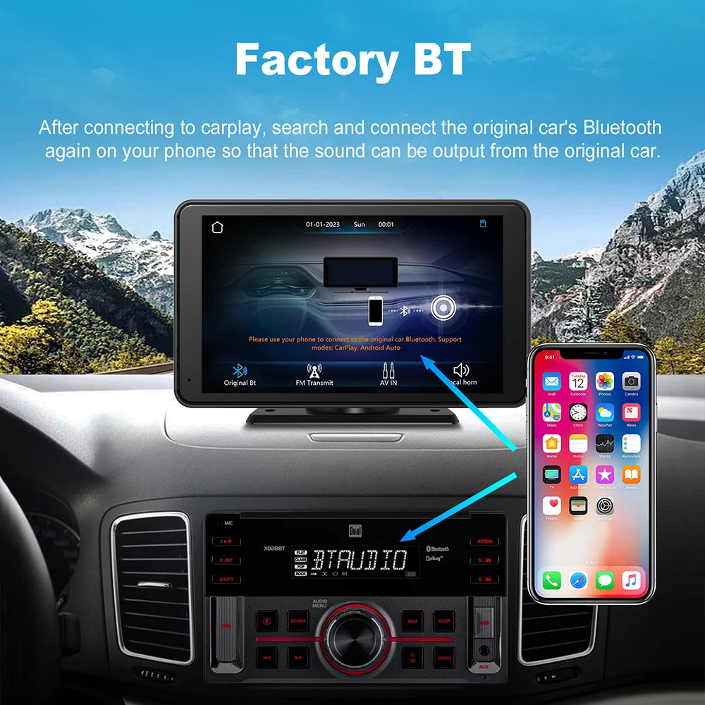 Portable MP5 7 Inch Wireless Carplay Android Auto Car Radio Touch Screen Car Multimedia Pl