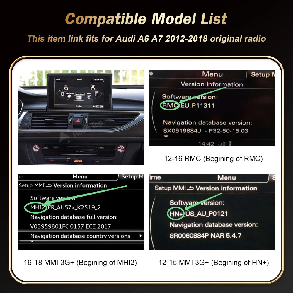 Road Top Wireless CarPlay Interface for Audi A6 A7 RMC HN MHI2 2012-2018 with AirPlay Mirr