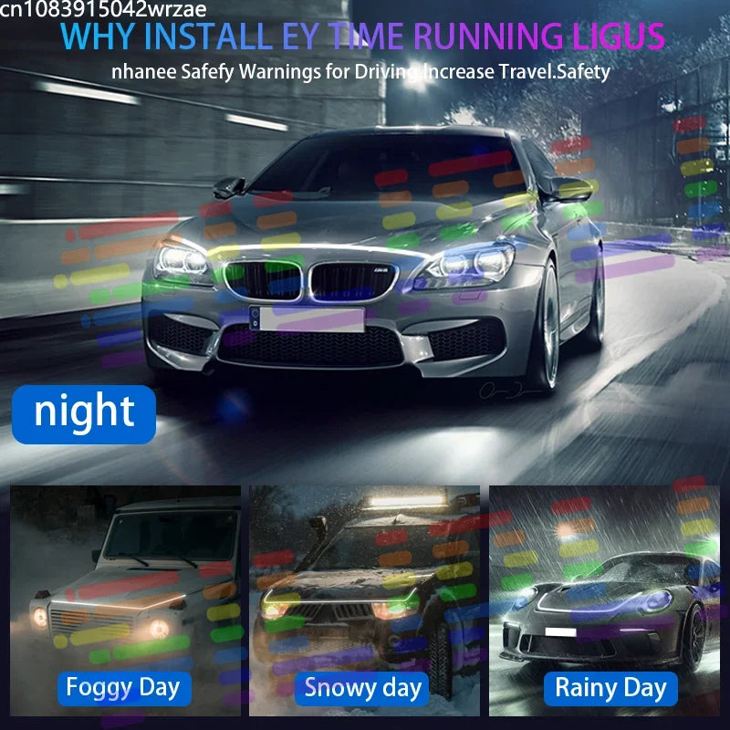 1.2M Monochrome LED Daytime Runn Lights Meteor style Scann Startup Effect Hood Decorative  | AUTOKITSHOP