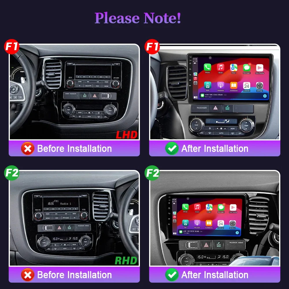 Android 14 Car Radio For Mitsubishi Outlander 3 GF0W GG0W 2012-2018 Navigation Wireless Ca
