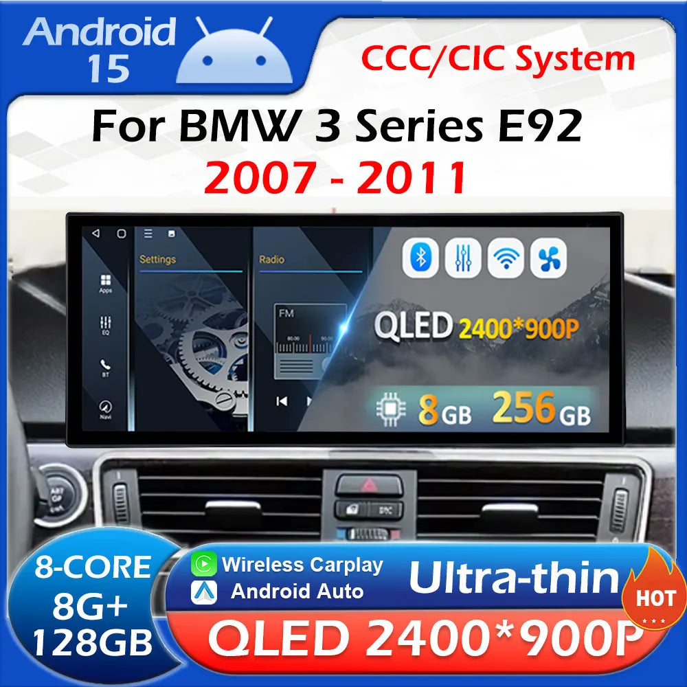 for BMW 3 Series E92 2007 2008 2009 2010 2011 Android 15 CCC CIC System Wireless Carplay I | AUTOKITSHOP