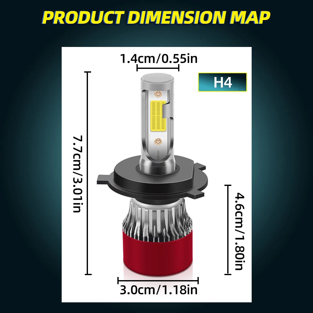 Car LED Headlight 150W High Power 30000LM Car Turbo Light 6000K White 12V Canbus No error