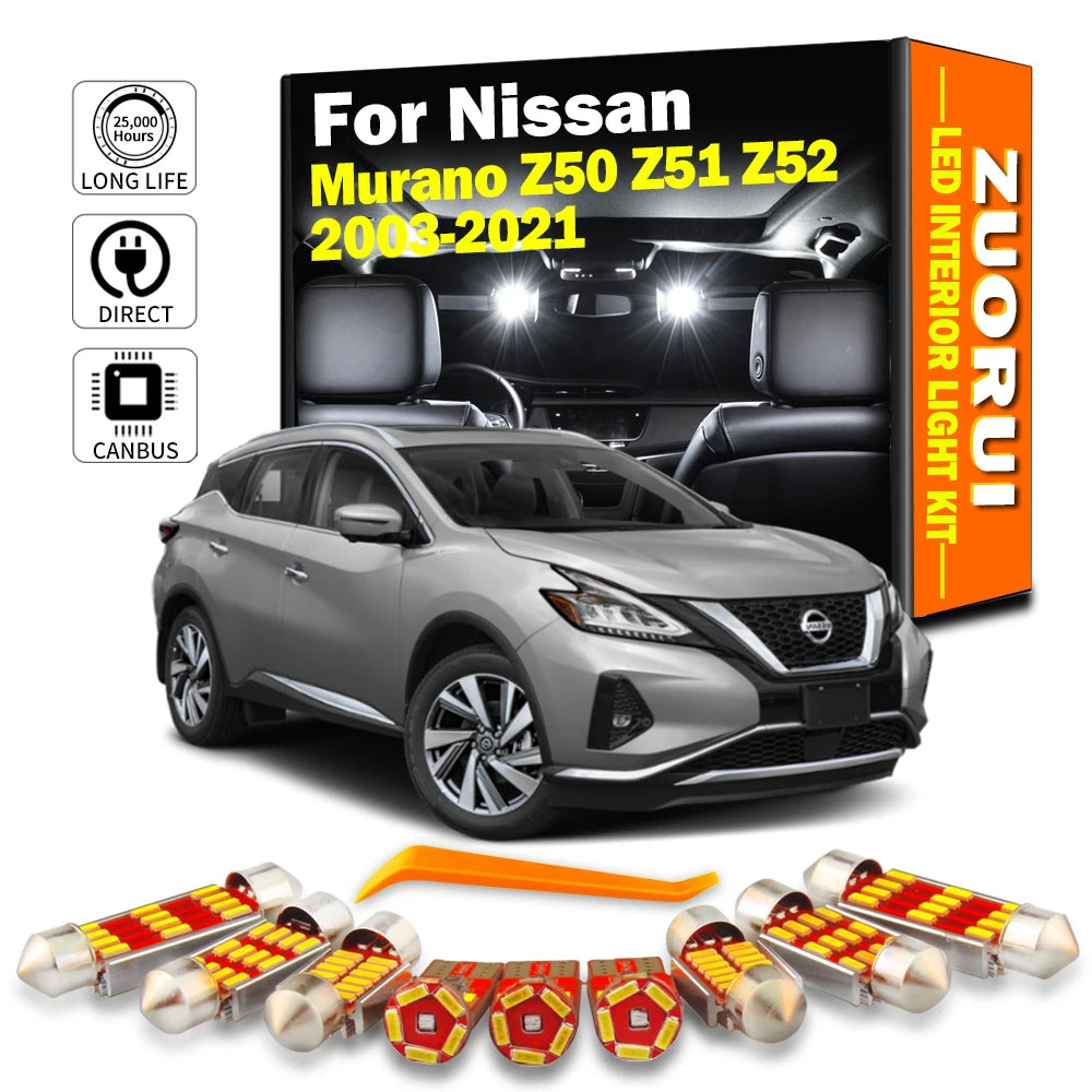 LED Interior Light Kit for Nissan Murano Z50 Z51 Z52 2003- 2014 - Canbus Dome Map Door Trunk Bulbs | AUTOKITSHOP