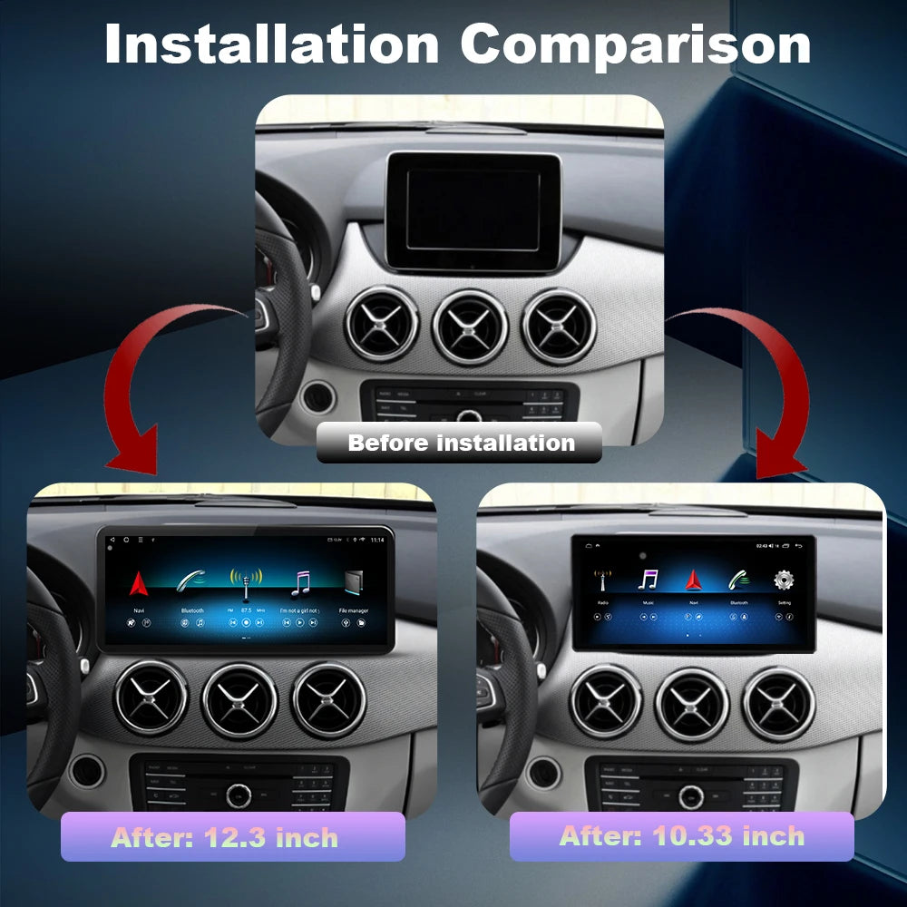 Car Multimedia Wireless Carplay Android 16 AUTO CarPlay 10.33inch 12.3inch Screen For Merc