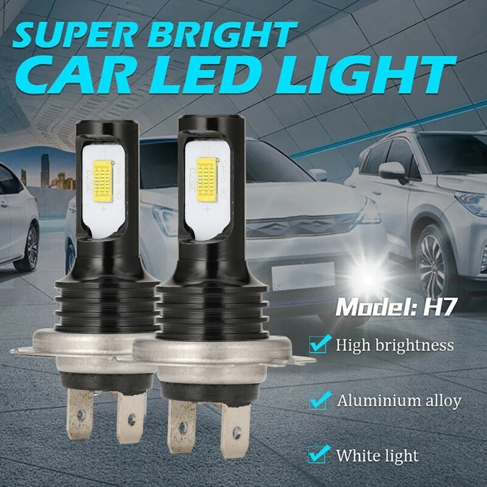 2Pcs H4 H7 LED Car Headlight H11 H8 H9 Car Fog Light 9005 HB3 9006 HB4 H1h3 H16JP Led Lamp Day DRL Light Auto 6000K 12V 24V