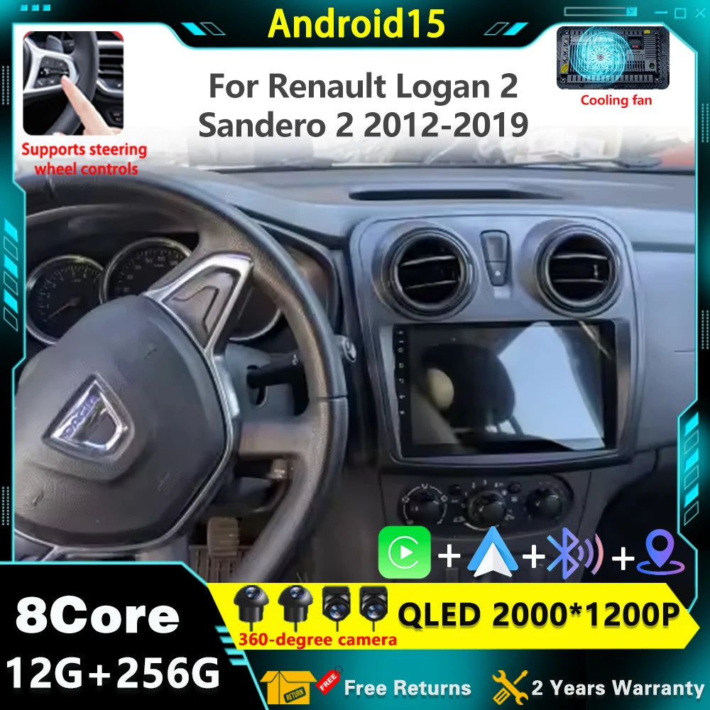 Android 15 for Renault Logan 2 Sandero 2 2012 - 2019 Car Radio Multimedia Video Player GPS