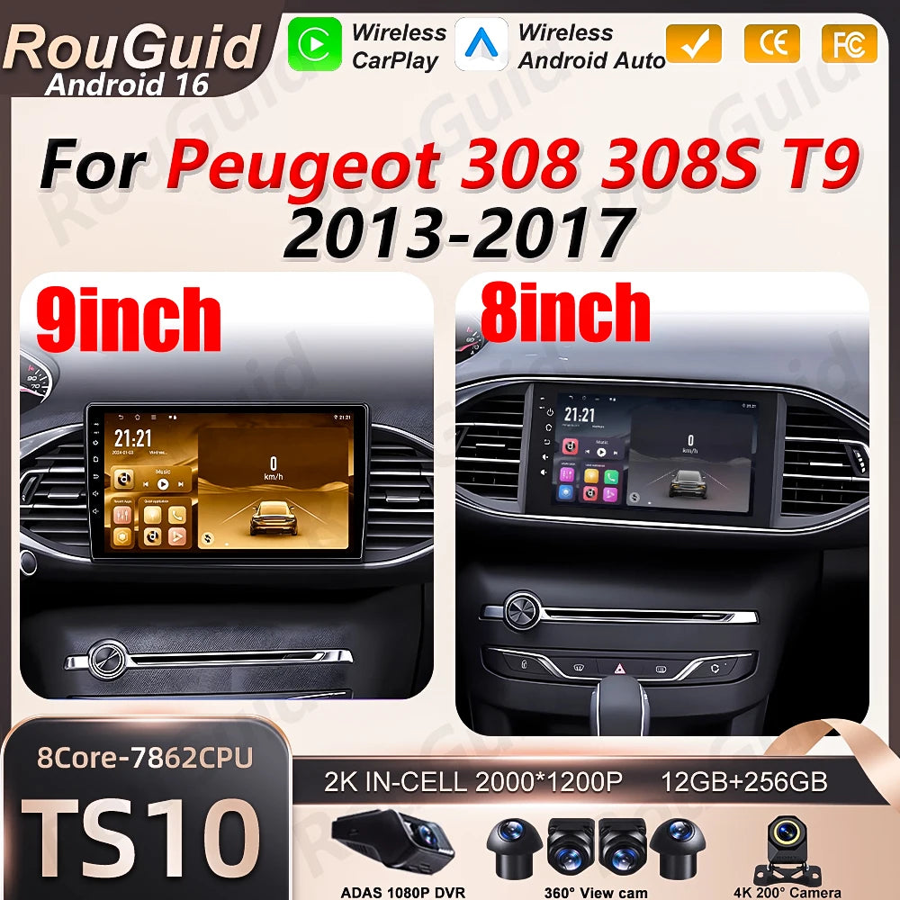 Android Car Radio For Peugeot 308 T9 308S 2013 2014 2015 2016 2017 Auto Carplay Video Mult | AUTOKITSHOP