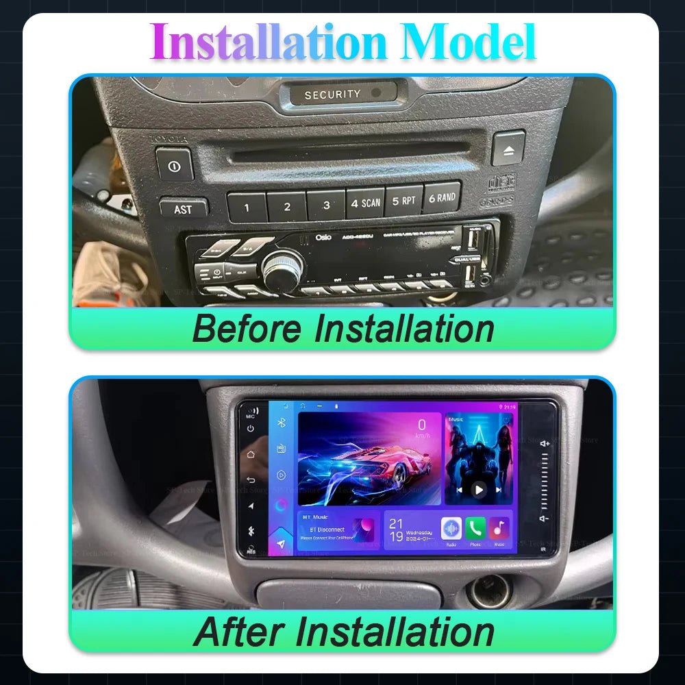Android 16 For Toyota Vitz Yaris Echo 1999-2005 Car Carplay Gps Navigation Android Auto Sc | AUTOKITSHOP