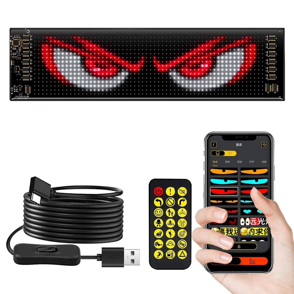 Truck Eyes RGB LED Matrix Pixel Panel Cigar Car Sign Animation Remote Control LED Panel Fl | AUTOKITSHOP