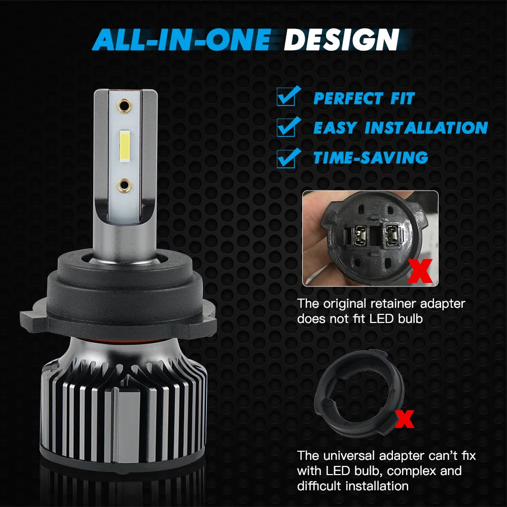 BEVINSEE H7 LED Headlight With Customised Buckle/Adapter, for VW Polo MK5, for SKODA Octav