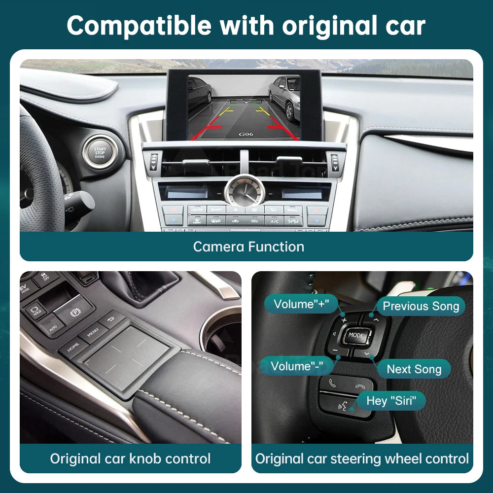 RoadTop Wireless CarPlay for Lexus NX RX IS ES GS RC CT LS LX LC UX 2014-2019 with Android