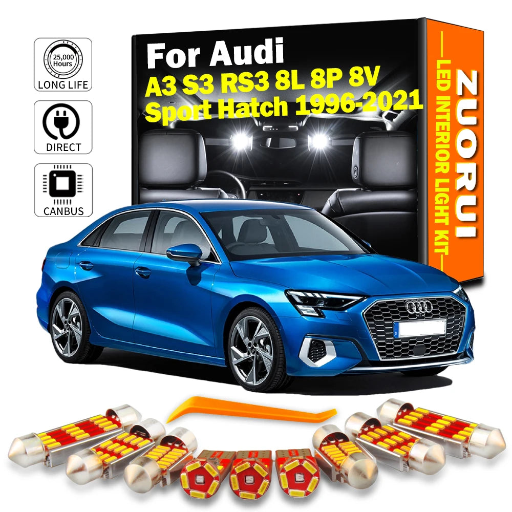 LED Interior Light Kit for Audi A3 S3 RS3 8L 8P 8V Sport Hatch 1996-2016 - Canbus Dome Map Door Trunk Bulbs | AUTOKIT...