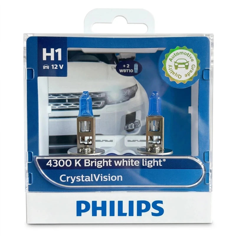 Philips H1 12V 55W P14.5s 4300K Crystal Vision Bright White Color Halogen Headlight Car Bu