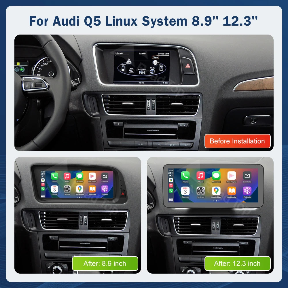8.8 CN Road Top Multimedia Display Touch Screen For Audi Q5 2009-2017 Airplay Miracast Fun | AUTOKITSHOP