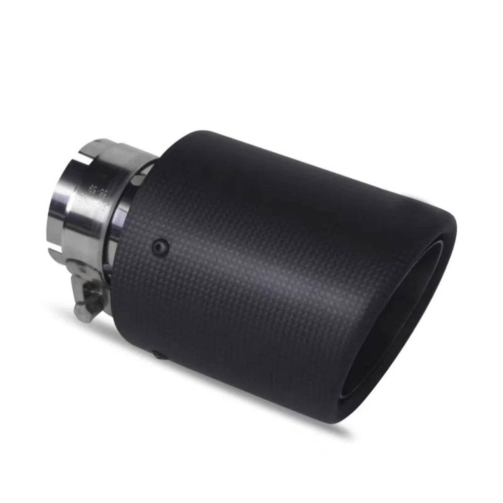 Car Universal Modiflcation Stainless Steel Single Glossy Curly Bevel Edge Exhaust Pipe Full Fibe - Automotive LED Light