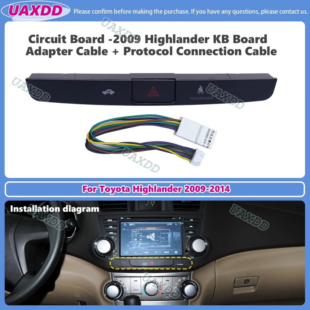 For 2009-2014 Toyota HIGHLANDER Android Kit video harness adapter player multimedia car Pr