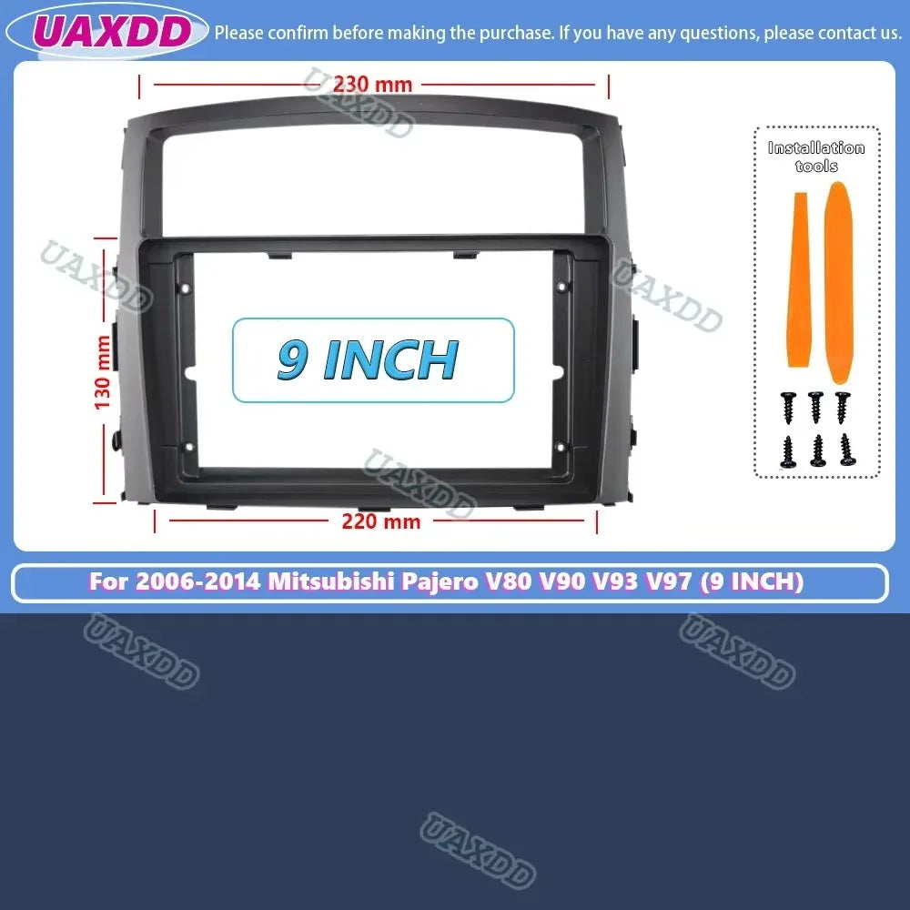 9inch Car Radio Fascia Frame For Mitsubishi Pajero V80 V90 V93 V97 2006-2014 Install Dash