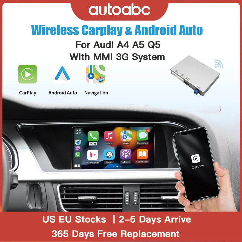 AUTOABC Wireless CarPlay Android Auto Interface Adapter for Audi A4 B8 A5 Q5 2009-2015 wit | AUTOKITSHOP