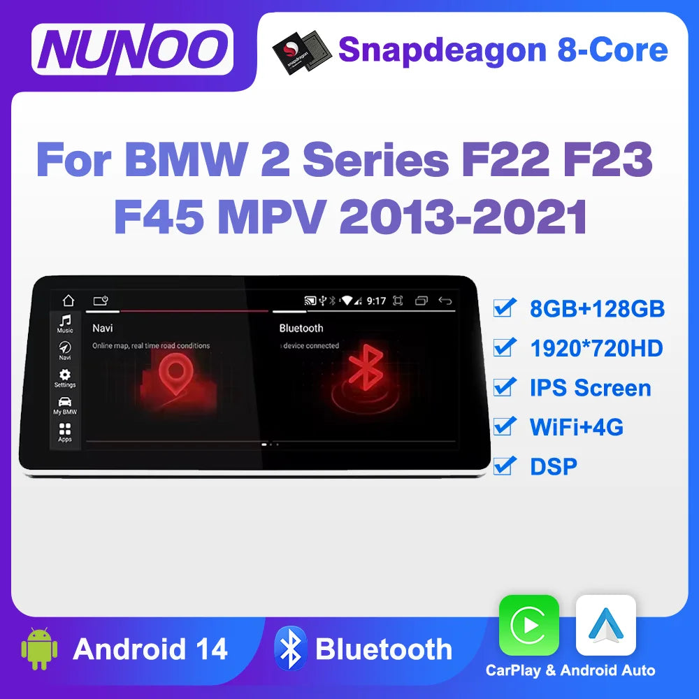 12.3inch Auto Radio CarPlay Screen For BMW 2 Series F22 F23 F45 MPV 2013-2021 Car Multimed