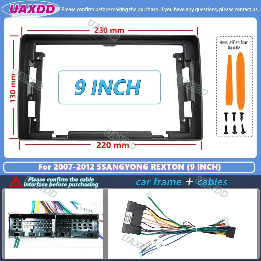 9 Inch Car Frame Fascia Adapter Android Screen Audio Dash Fitting Panel Kit For Ssangyong