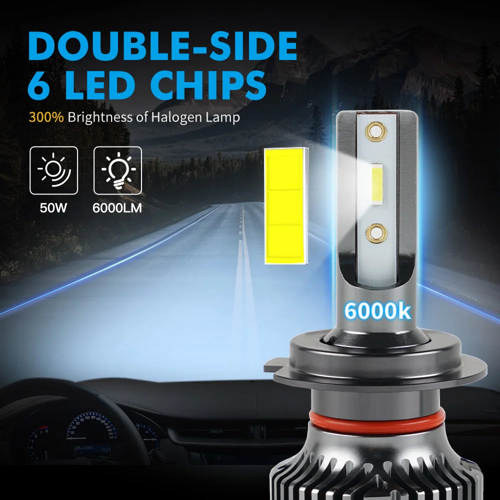 BEVINSEE H7 H1 LED Headlight Bulbs H4 9004 9007 9008 Hi-Lo Beam H11 H3 HB3 9005 HB4 9006 8
