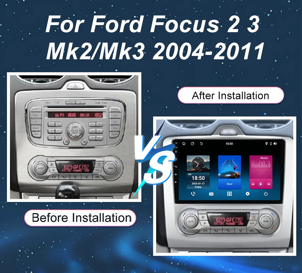 Car Android 14 GPS Navigation For Ford Focus 2 3 Mk2/Mk3 2004-2011 Auto Radio Stereo Multi