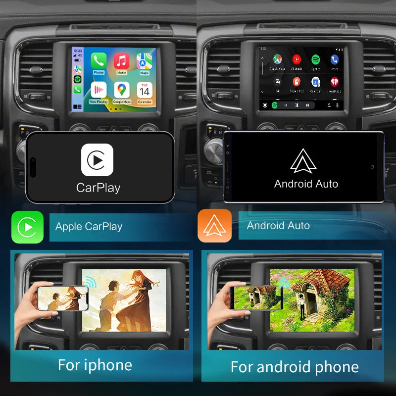Wireless CarPlay For Dodge Ram 2014-2017 Smart Android Auto Adapter Support Mirroring Medi