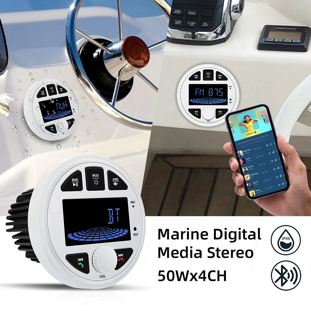 Boat Radio Media Player Marine Stereo MP3 Waterproof Bluetooth Audio Radio FM AM Receiver  | AUTOKITSHOP