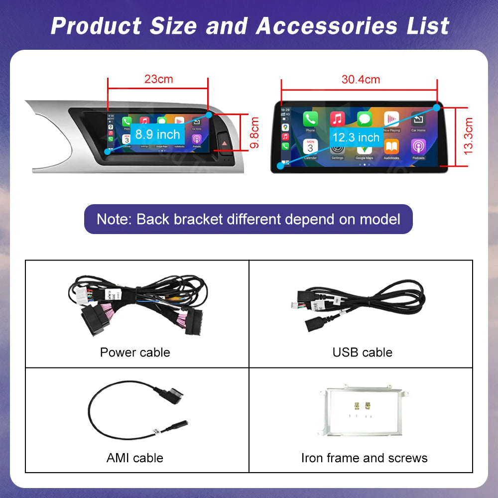 Linux 8.9/12.3inch Car Multimedia Touch Screen For Audi A5 2008-2016 with Wireless CarPlay | AUTOKITSHOP
