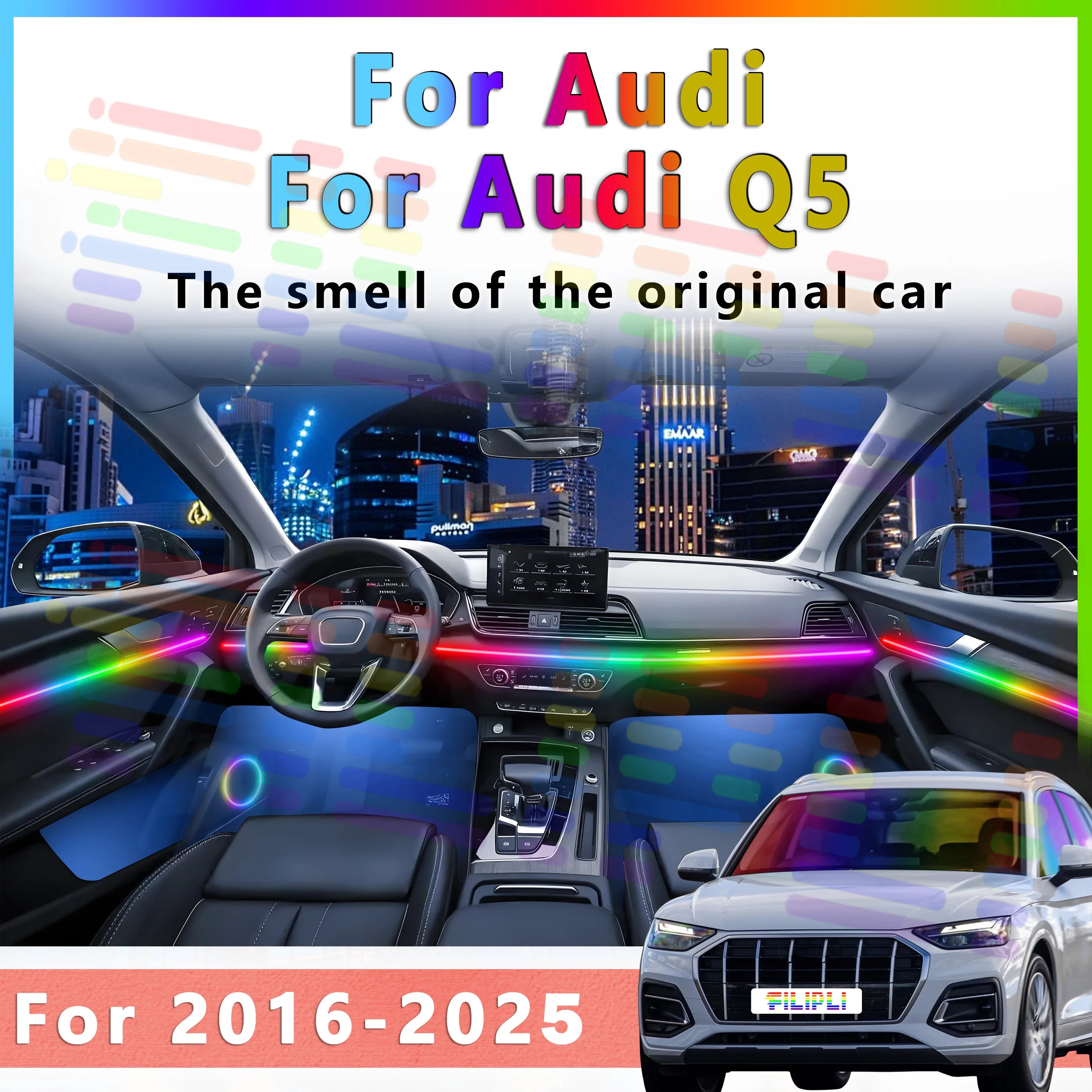 64 Colors - Ambient Light - for Audi Q5 - App Control - Car Interior Lighting | AUTOKITSHOP